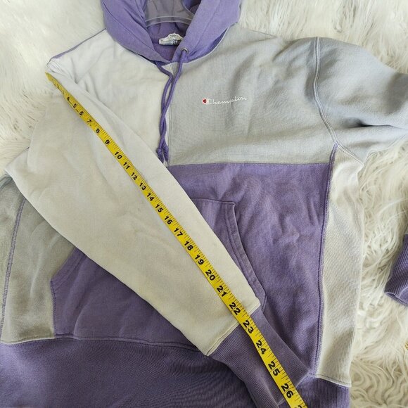 Y2K Champion Uo Exclusive Men's Large Purple Colorblock Hoodie Sweatshirt - Picture 7 of 16